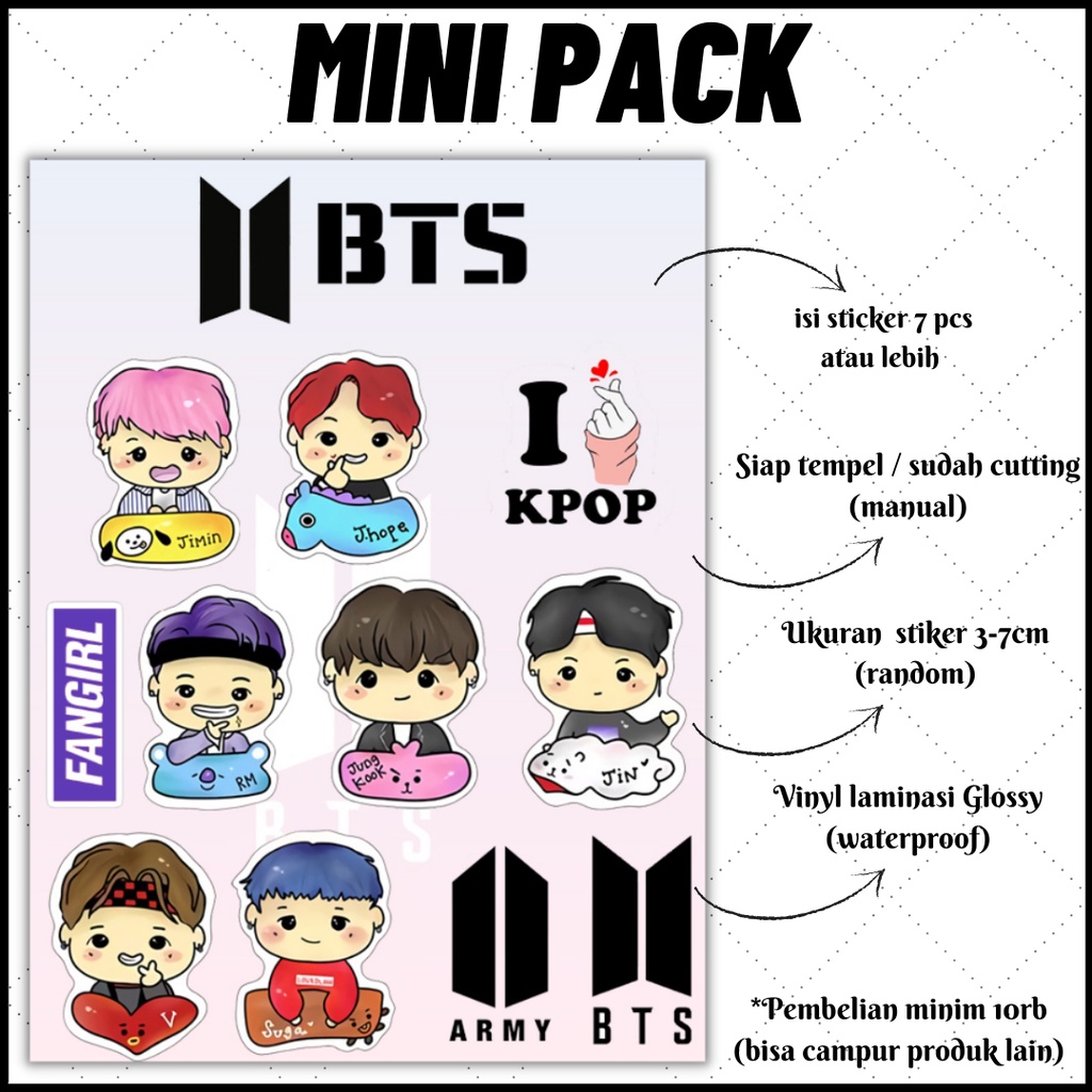 

[MINI PACK] STICKER KAWAII AESTHETIC BTS FANART SERIES II | STICKER TUMBLR | STICKER LAPTOP HP KOPER HELM