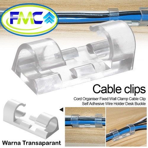 Kabel Organizer Cable Clip Klip Tempel Dinding Meja Kursi Kayu Penjepit Pengikat Perapih Jalur Sudah Ada Double Tape