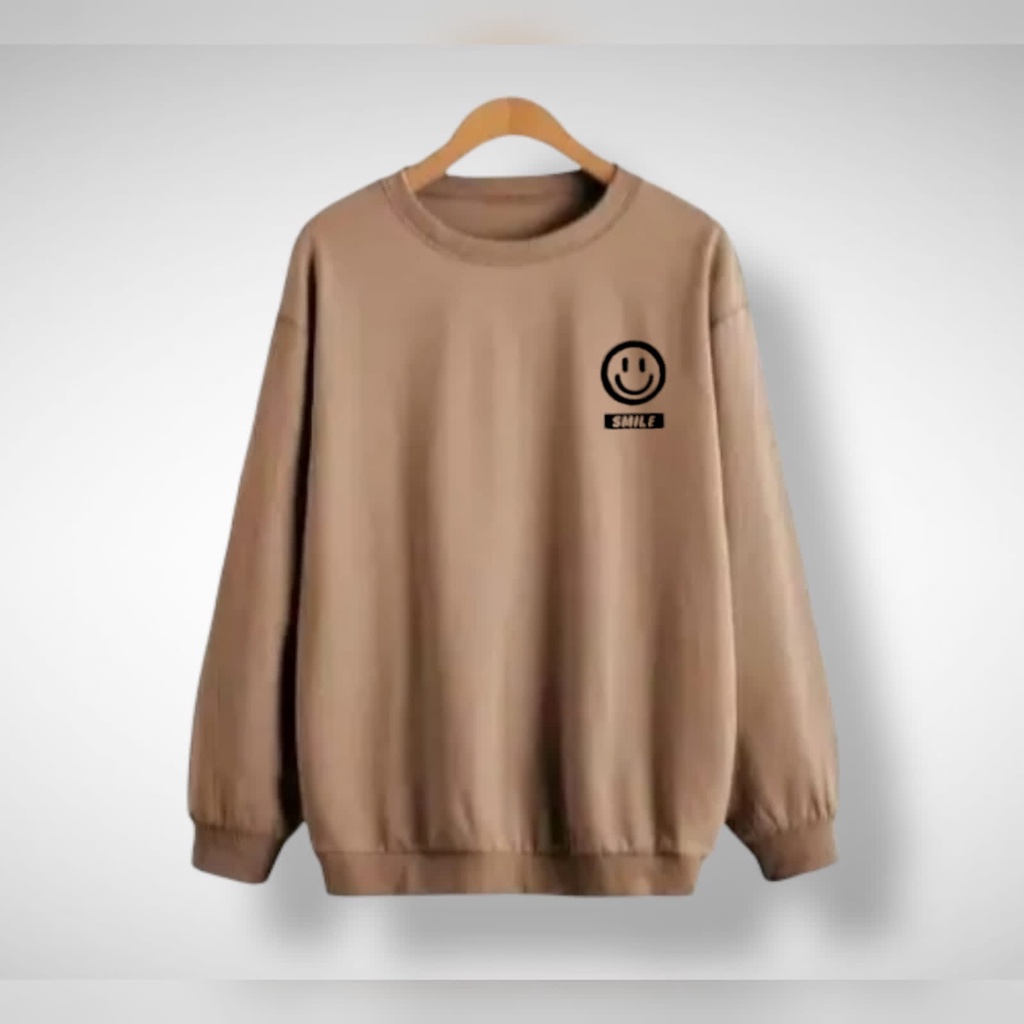 CREWNECK BASIC LOGO SMILE JUMBO/OVERSIZE PRIA - WANITA