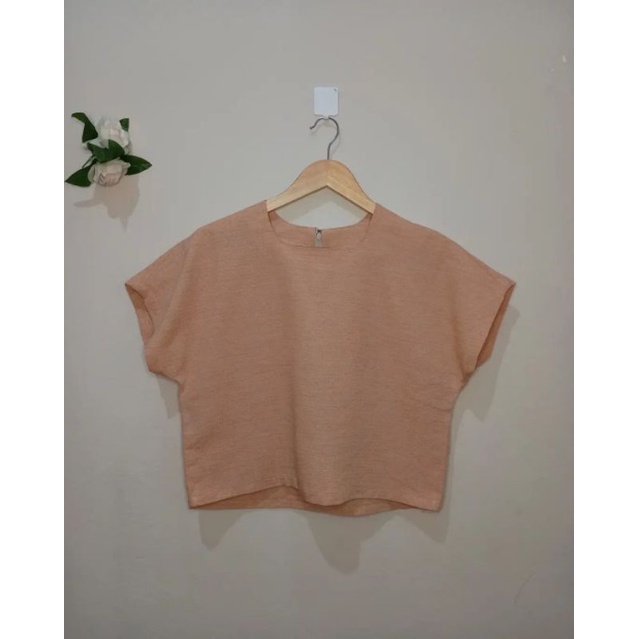 (ZARA, H&M, UNIQLO)ATASAN KEMEJA KOREAN BLOUSE Linen Polyester semi crop