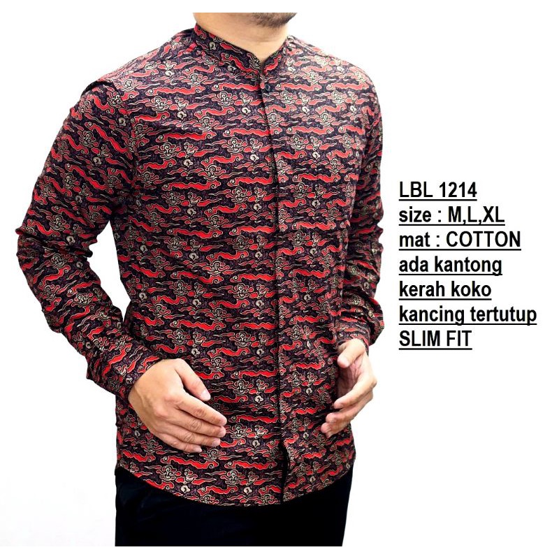 MEN SALE KEMEJA BATIK PRIA SLIMFIT LUIGI BATANI SLIM FIT LBL166