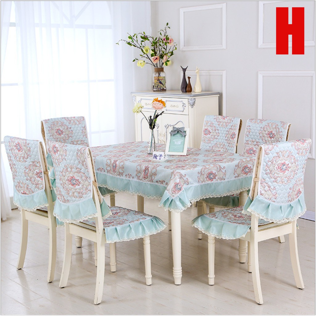 Shabby Lace Tablecloth Chair Set 6 / Taplak Meja Sarung Kursi Bermotif