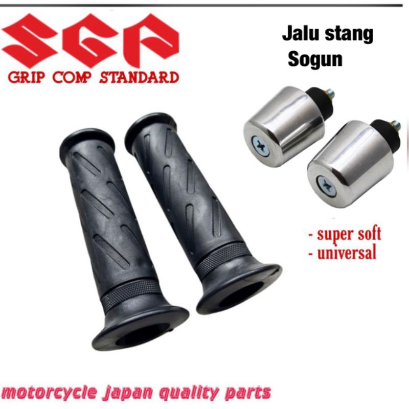 HANDGRIP STANDAR MODEL SZUKI+ JALU STANG PCX,SOGUN,SATRIA FU,NINJA BESI CROME UNIVERSAL BISA SEMUA MOTOR