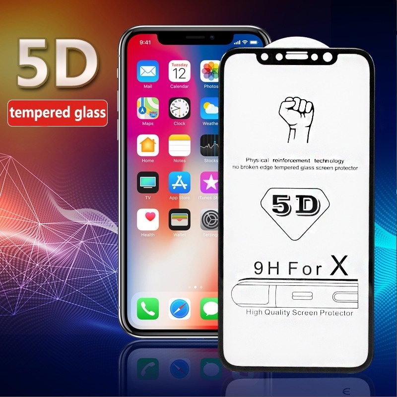 Pelindung Layar Tempered Glass 9H 5D Untuk iPhone 14 13 12 11 Pro X XS Max XR 7 8 6 6s Plus