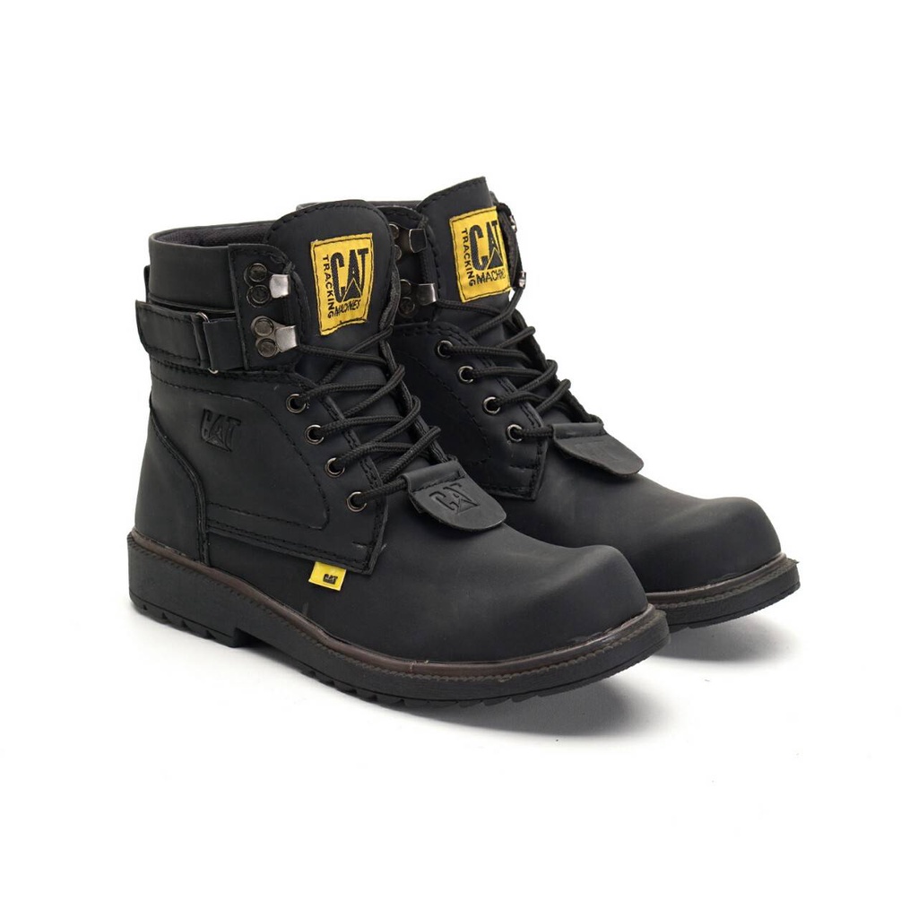 Sepatu Pria Boots BIker Sepatu Boots Pria Caterpillar Aliando Hitam Boots High Safety