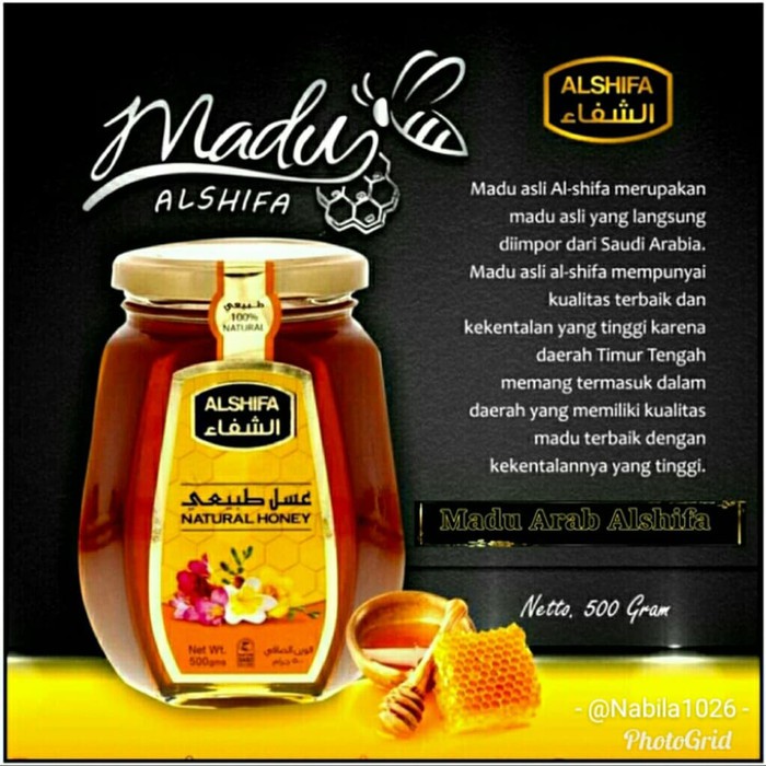 MADU ALSHIFA 500 gr FREE 125 gr ORIGINAL 100% MADU ASLI MURNI / MADU ARAB ORI ALSYIFA