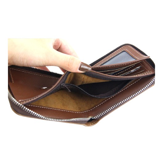 BISA COD MEN BENSE Dompet Pria Wanita Model Pendek Resleting Luar Bahan Kulit Sintetis Original-6