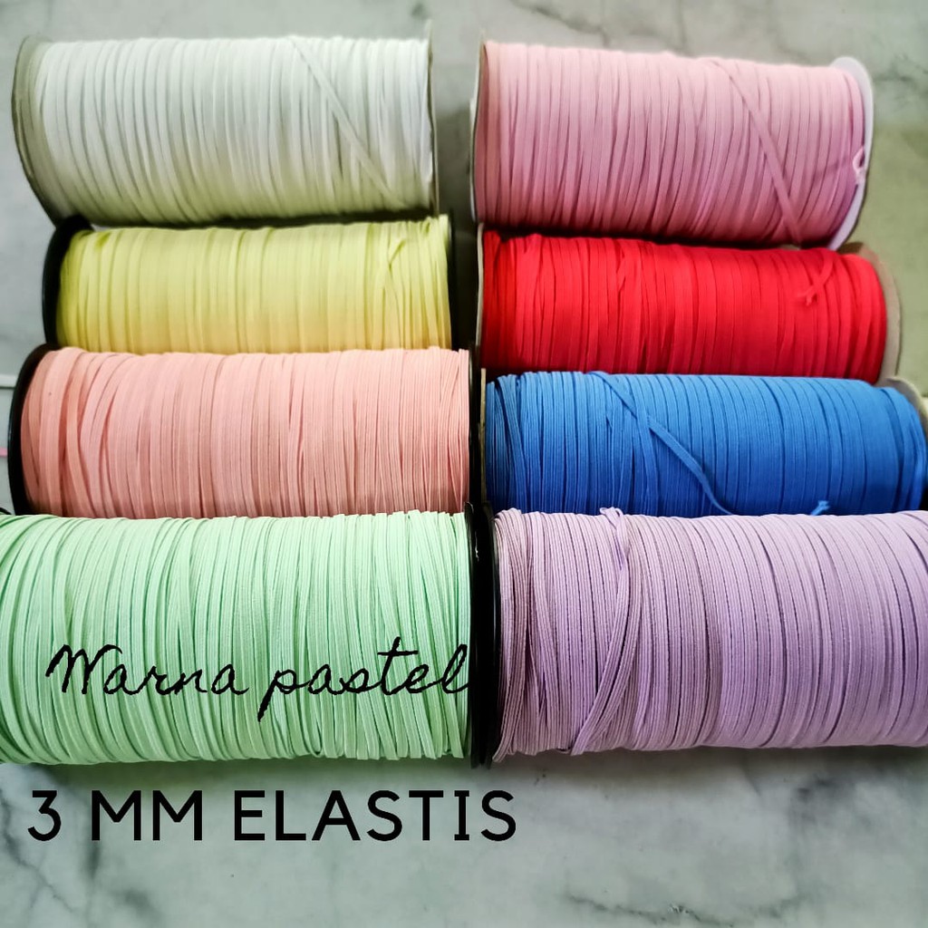 Tali karet  masker  elastis 3mm warna Pastel Shopee Indonesia