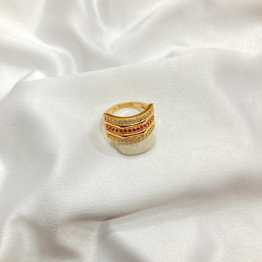 Cincin Mata Merah Lapis Emas Aksesoris Fashion C18#