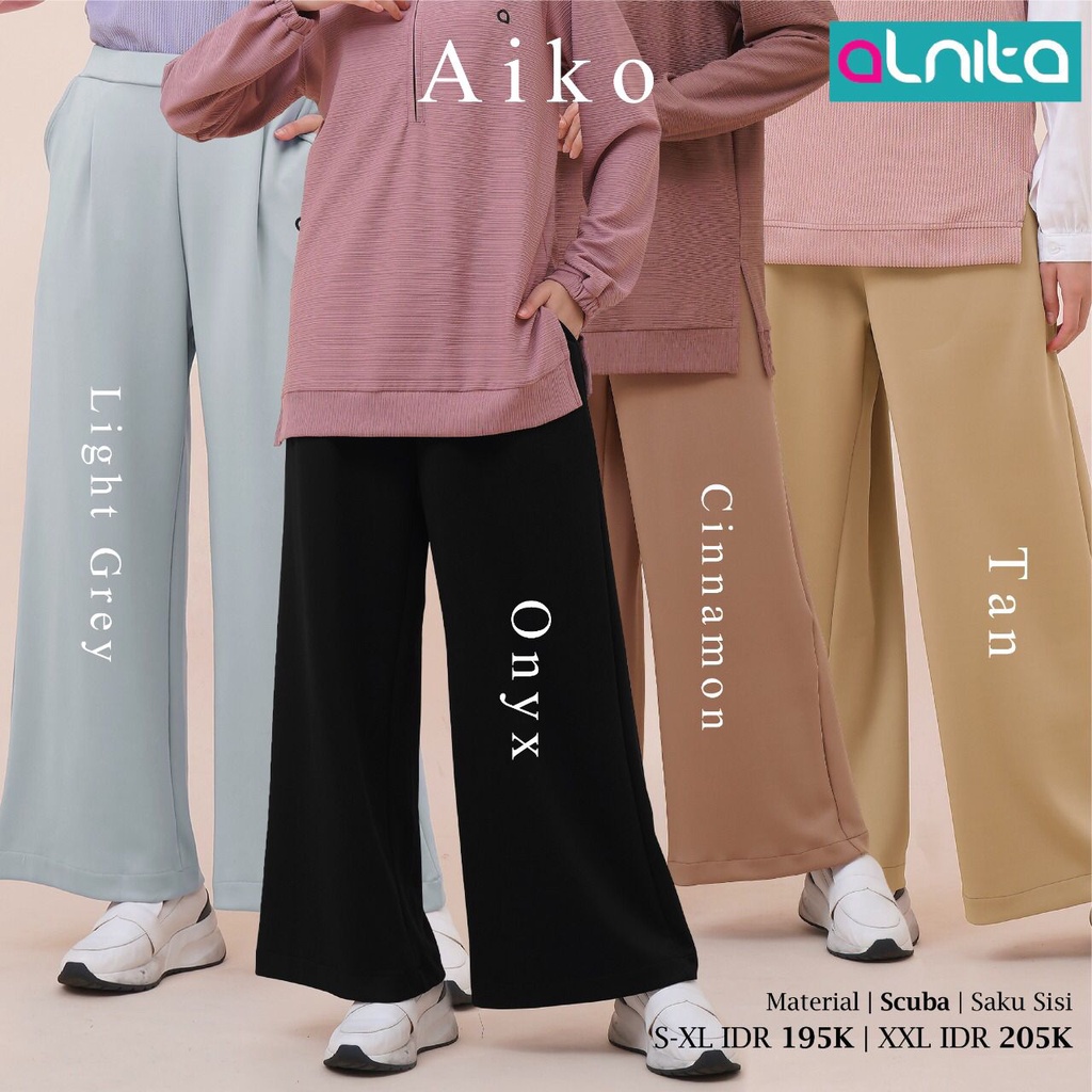 Alnita Kulot AIKO Bahan Scuba Bawahan Wanita Modern Kulot Nyaman Adem by Alnita bisa COD