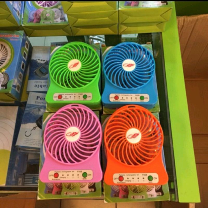 Kipas angin mini + lampu portable cas recharger charger