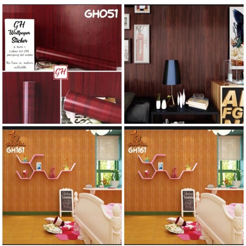 Wallpaper Sticker Dinding 45cmx 10m  motif kayu / wallpaper stiker dinding 10 meter vinyl anti air m