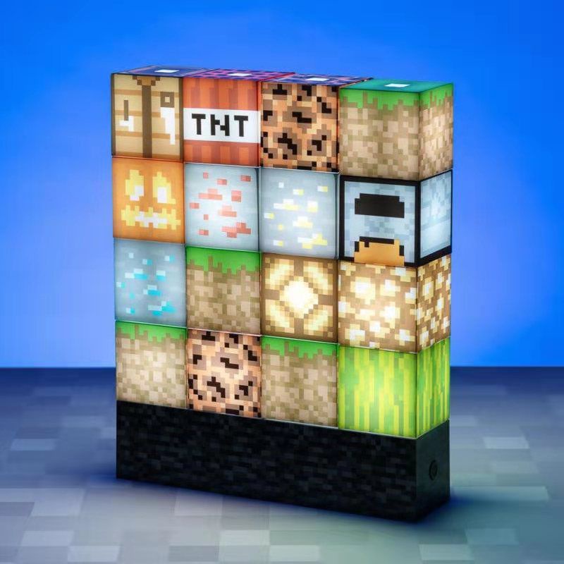 【Ready Stock！！】Minecraft Stitching Night Light Lamp USB Power Decor Building Block DIY Stacking