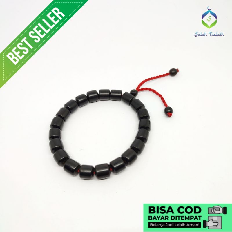 Gelang Kayu Galih Kelor Hitam Motif Tabung size 8mm