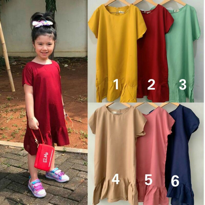 Baju Anak Dress Polos Simple Smilee Original Pakaian Anak Perempuan Super Premium Terlaris Termurah