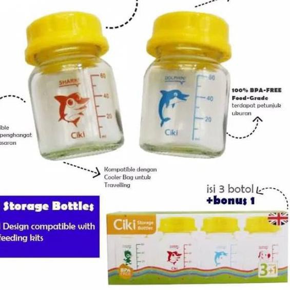 CIKI - STORAGE BOTTLE 60 Ml ISI 4 PCS / BOTOL ASI / FREE KANTONG ASI