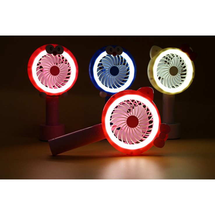 Kipas Angin Tangan Karakter Led Rechargeable Handheld Portable Fan