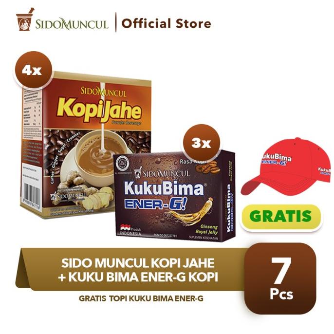 

Sido Muncul Kopi Jahe 20's + Kuku Bima Ener-G Kopi 3x6's FREE Topi