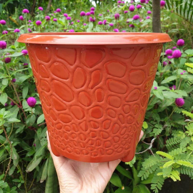 BJP CORAL 03 (22cm)  Budi Jaya pot bunga plastik motif batu alam bagus pot tanaman murah