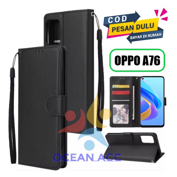 DOMPET HP UNTUK OPPO A76 NEW LEATHER FLIP WALLET UNTUK OPPO A76 NEW