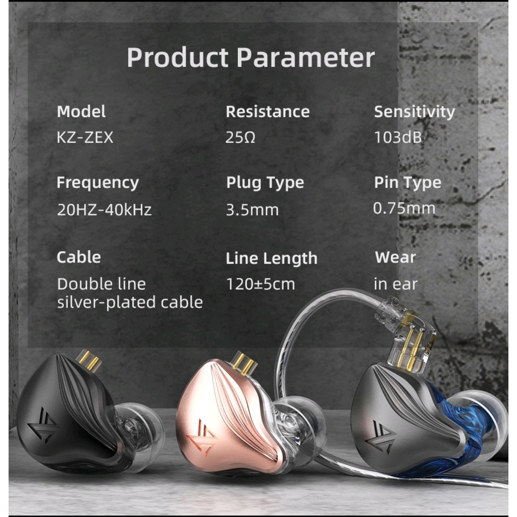 KZ ZEX Electrostatic DD Stereo Earphone WITH MIC Alt ZSN PRO DQ6