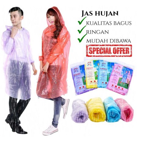 Jas Hujan Plastik / Jas Ponco Ujan Plastik Sekali Pakai Mantel MURAH!!