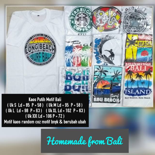  Kaos  Putih Motif Bali  Lengan pendek panjang  Shopee 