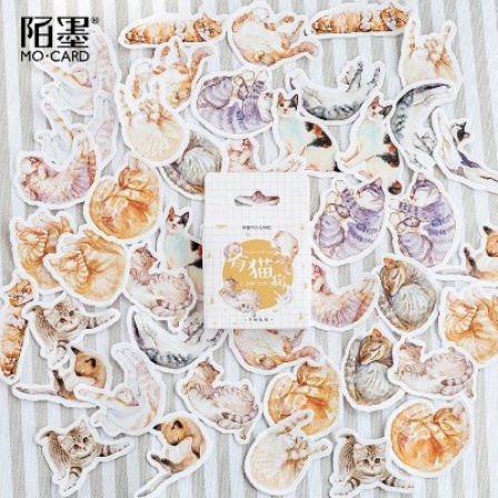 45Pcs Stiker Bentuk Kucing Lucu untuk Scrapbook / Jurnal / Diary