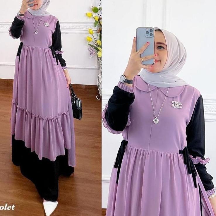 {CS.10Jn22ᴱ} R.A - Prianka Maxy Gamis Muslim Wanita Modern Dress Maxi Gaun Kondangan Matt Ceruty Pre