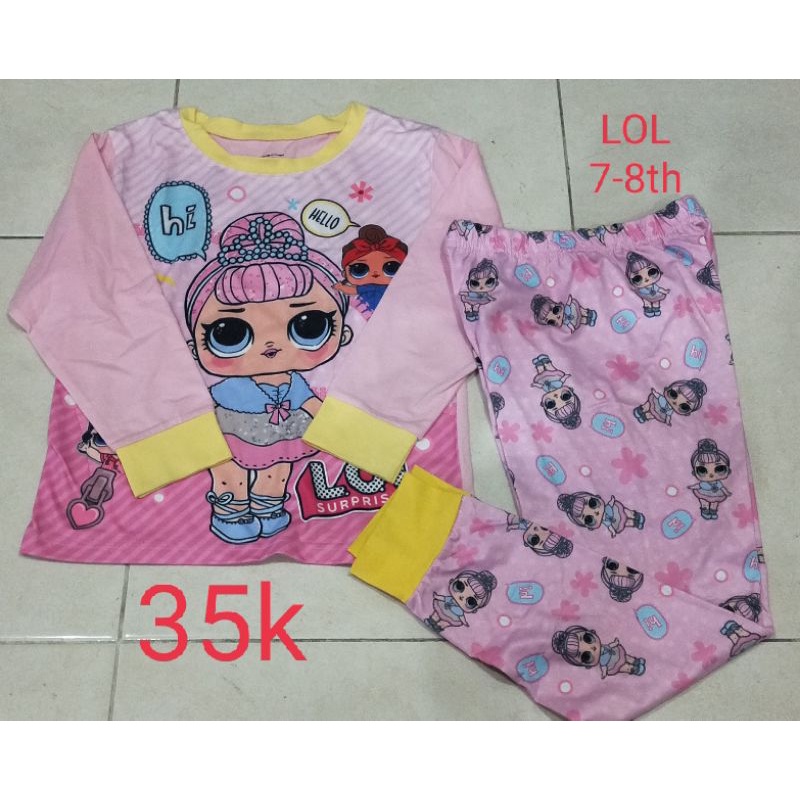 SALE Baju setelan piyama anak 7-8th LOL preloved like new