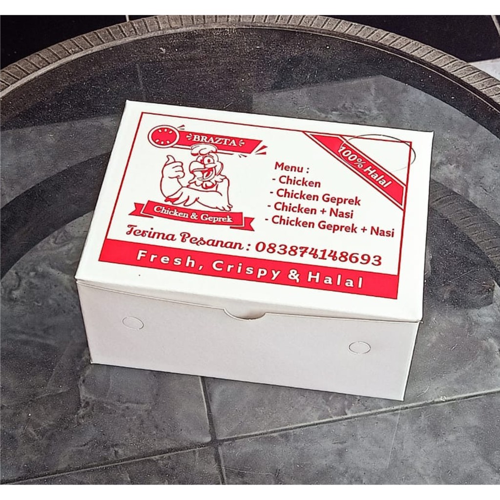 

Box Snack/Chicken + Sablon Ukuran 12x14/16x7 (Merk Sendiri) isi 100 pcs