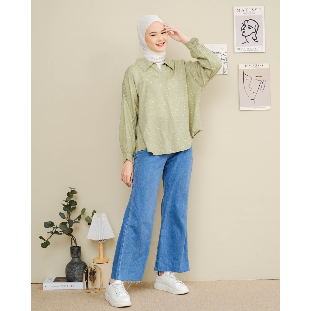 Mayoutfit Breyka Blouse / Kemeja Rayon Polkadot-5