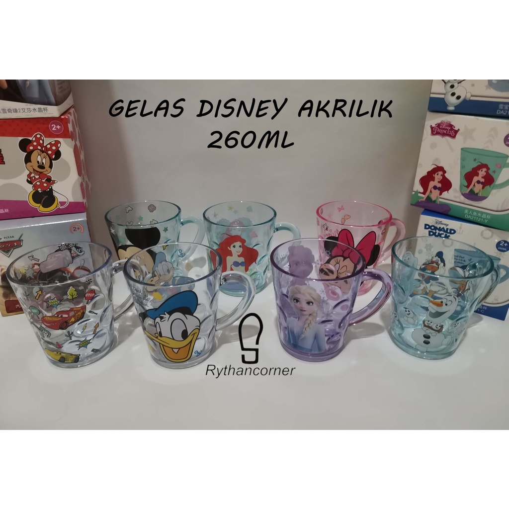 GELAS DISNEY ARIEL MICKEY MINNIE CARS FROZEN AKRILIK 260ML