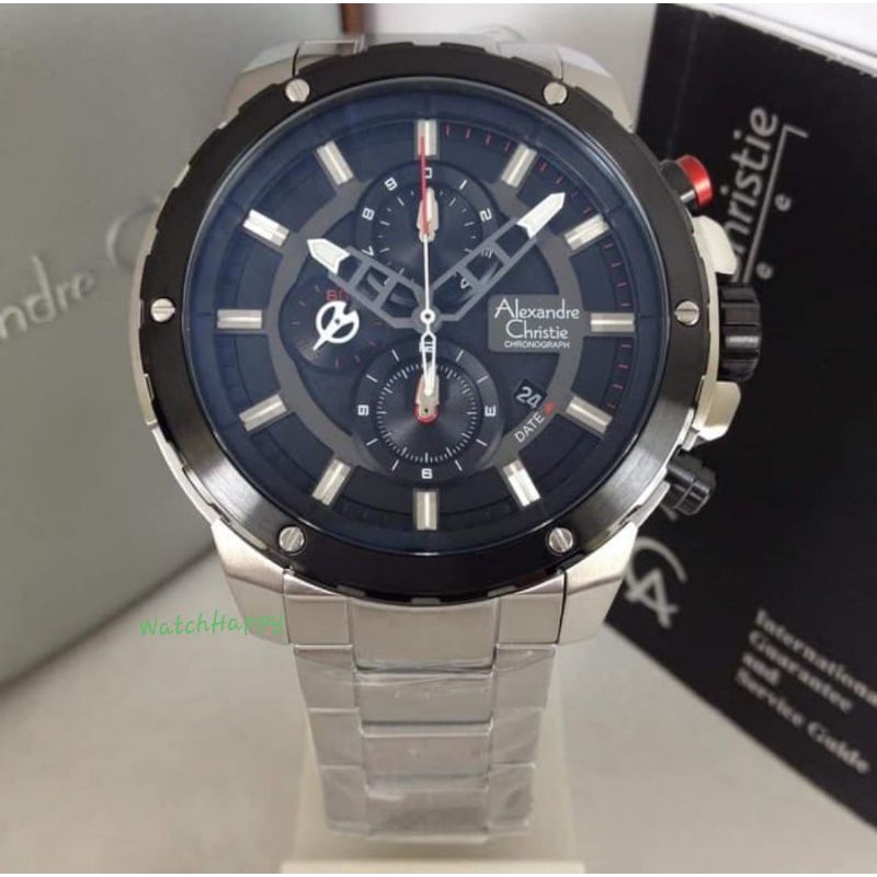 Alexandre Christie AC 6530 MC AC6530 MC 6530MC 6530 MC Silver Black Crono 100%Original Bergaransi