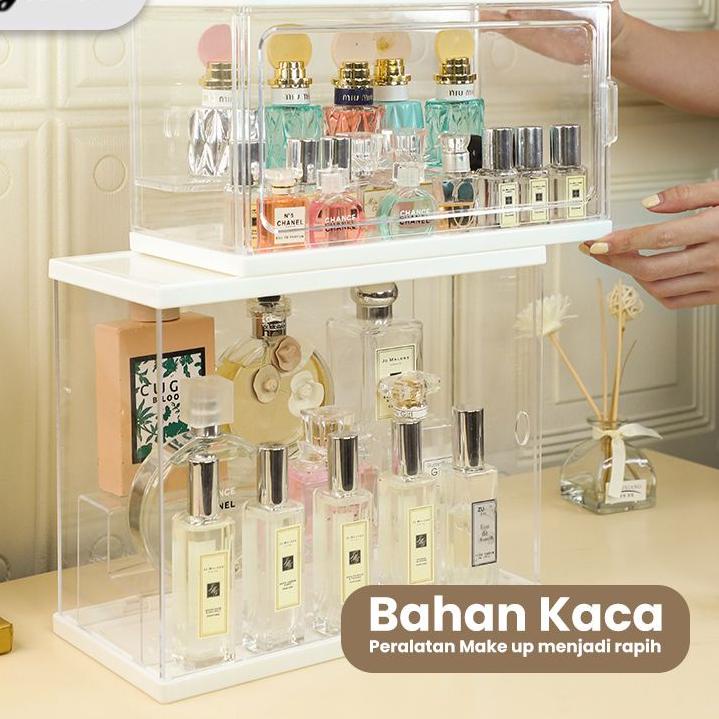 Ready Stok Dejavu Rak Parfum Acrylic Tempat Kotak Kosmetik Penyimpanan Skincare Kutek Storage Organi