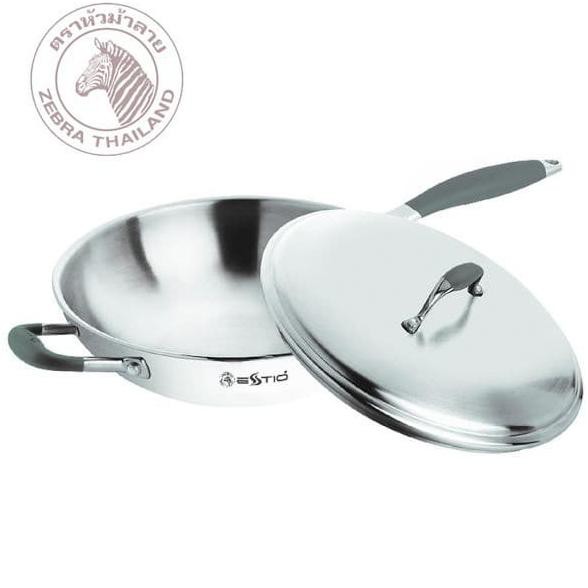 Zebra Wok 28 Cm W/Lid & Long Handle Estio P101 (175110) / Wajan Goreng Shopbintari