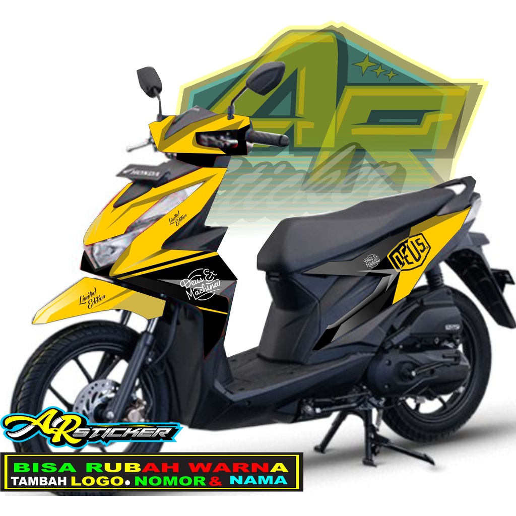 Decal Beat DEUS 2020 Fi Street Esp New Dekal full body Deluxe Honda Stiker sticker DEUS HITAM BIRU K