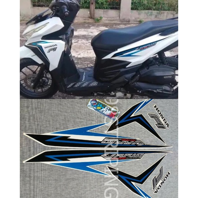 STIKER STRIPING LIS STANDAR ORI HONDA VARIO 125 F1 FI IDLING STOP TECHNO BIRU HITAM TAHUN 2016