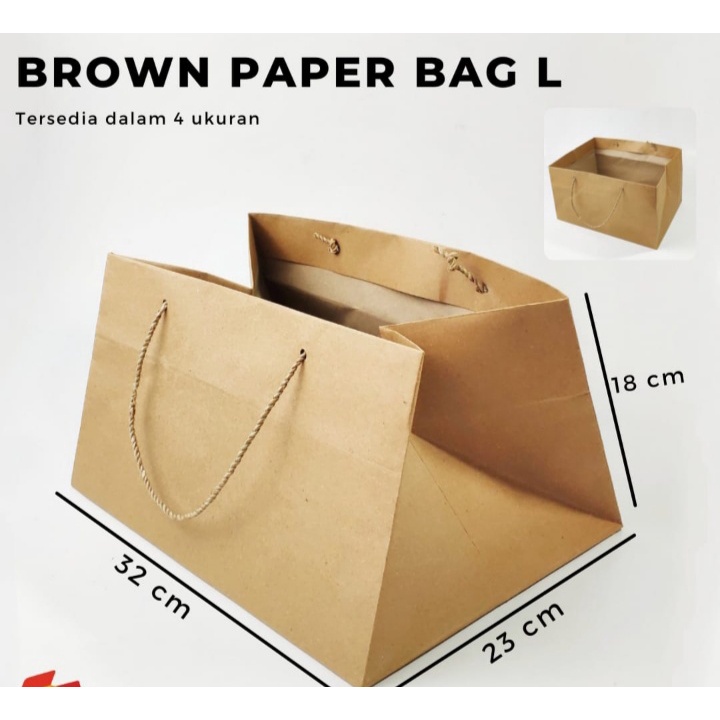 

Paper Bag Brown Polos / Tas Kertas Polos / kantong tas kertas 32 x 23 x 18 cm