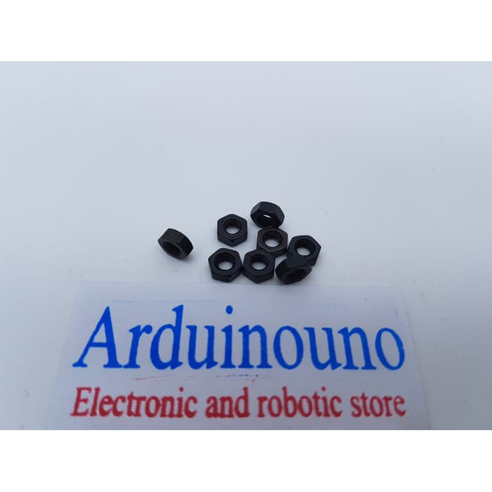 Nut MUR hole 3MM 3mm hex hexagonal besi metal black color
