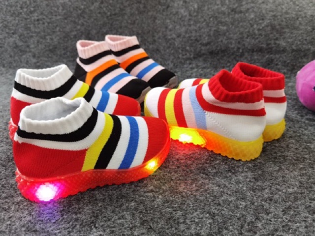 SEPATU LED CUTE MOTIP BOOT MODEL KAOS KAKI RAJUT HALUS