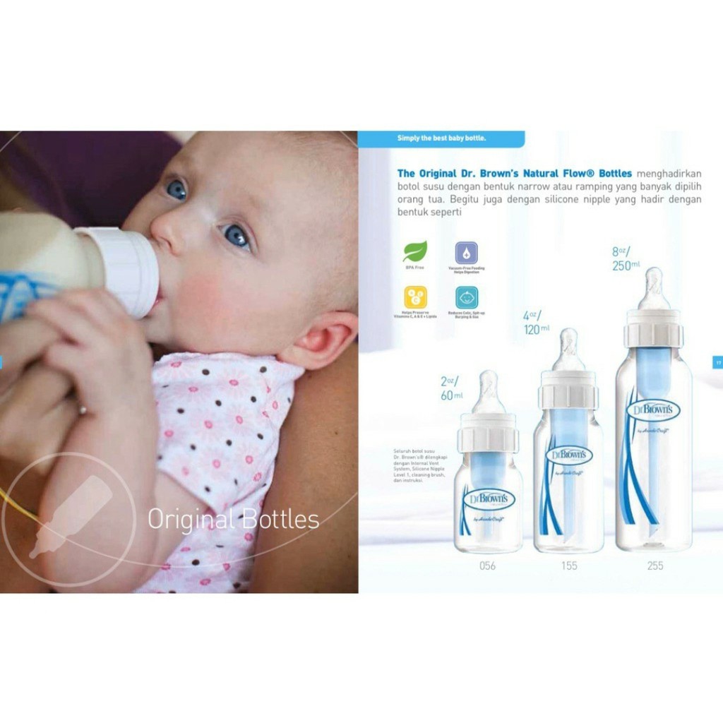 BABEE BOTOL SUSU DR BROWN'S NATURAL FLOW PP NARROW NECK STANDARD BABY BOTTLE 60 ML / 120 ML