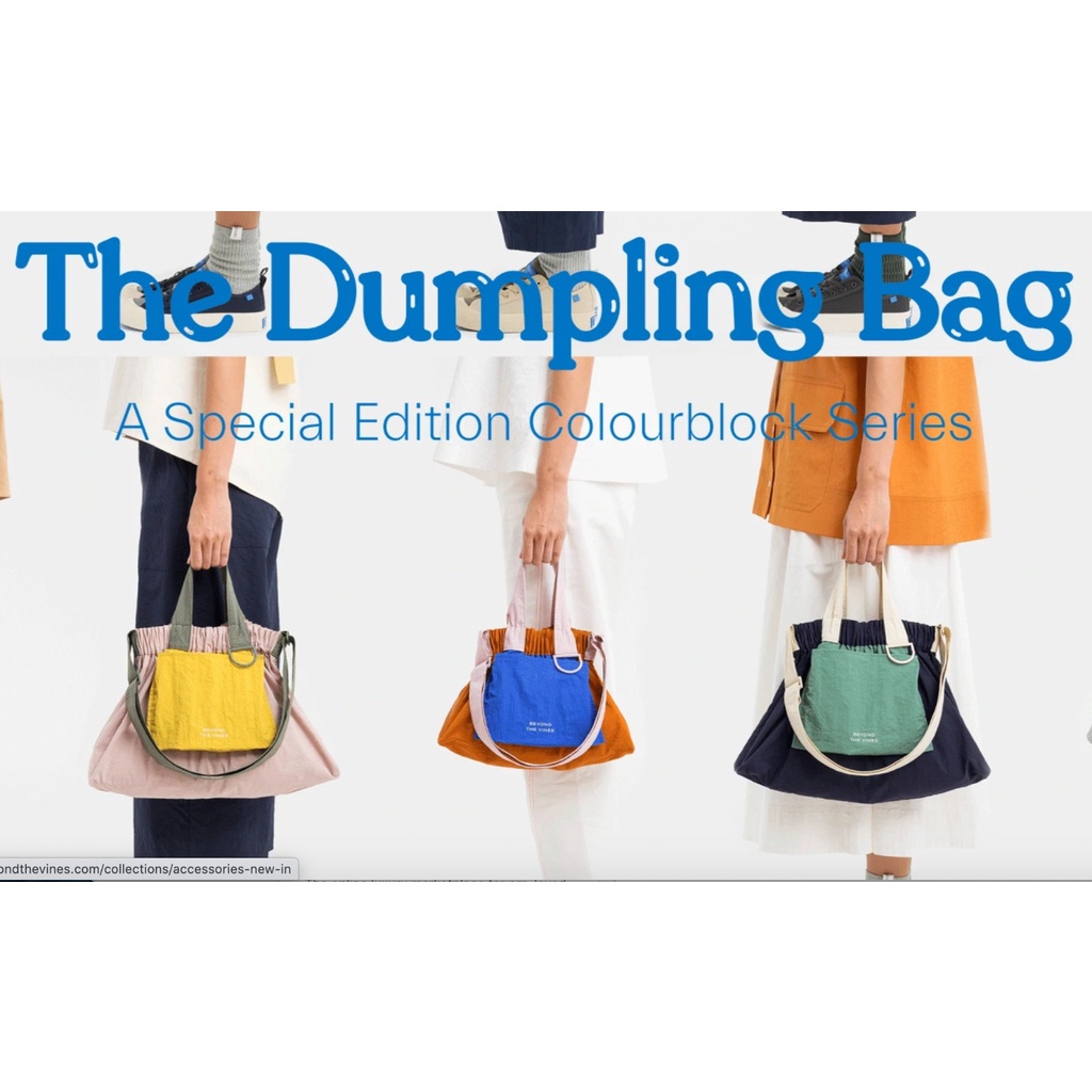 READY STOCK Beyond The Vines Dumpling Bag XS - M COLOURBLOCK BTV XL carryall - MICRO Mini Reversible