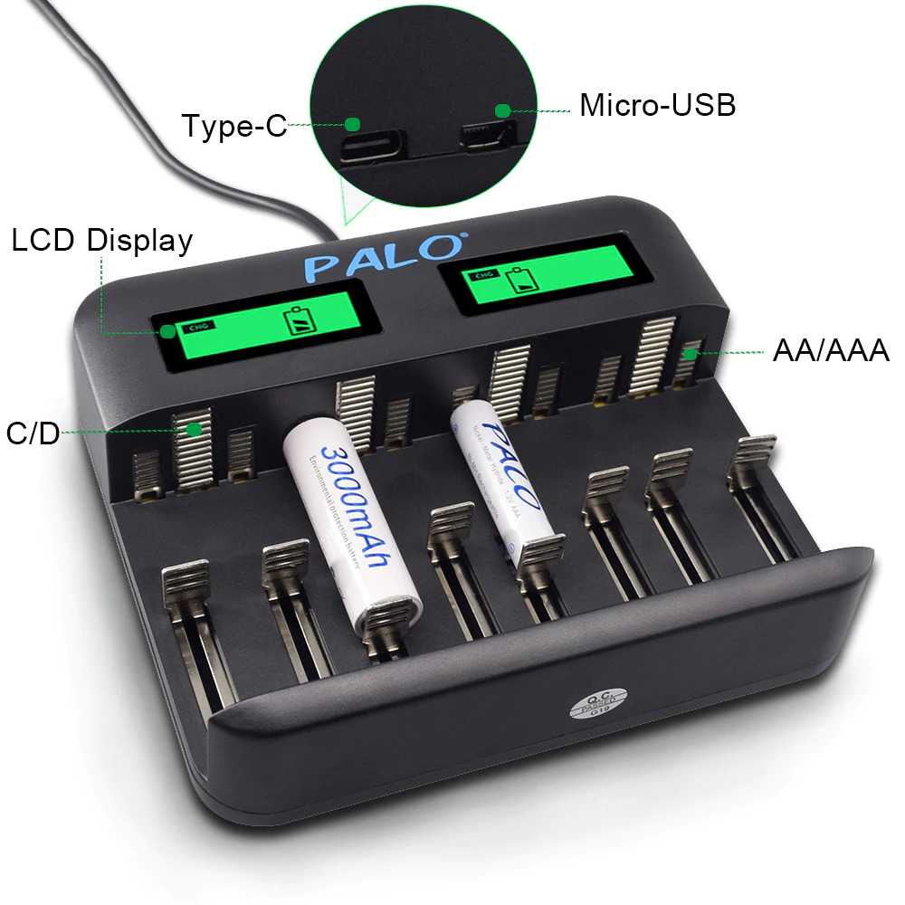 PALO Charger Baterai 8 Slot Dual LCD for AA AAA SC C D - NC556