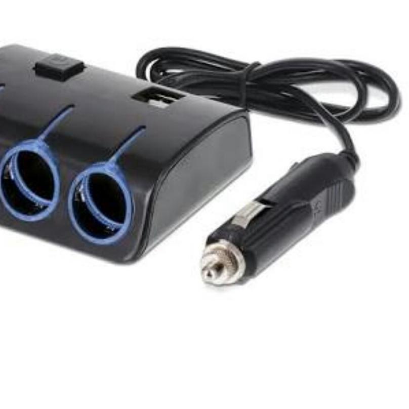♟ 3 Slot Sockets Lighter + 2 Slot Usb Led Blue Soket Lighter mobil ✹