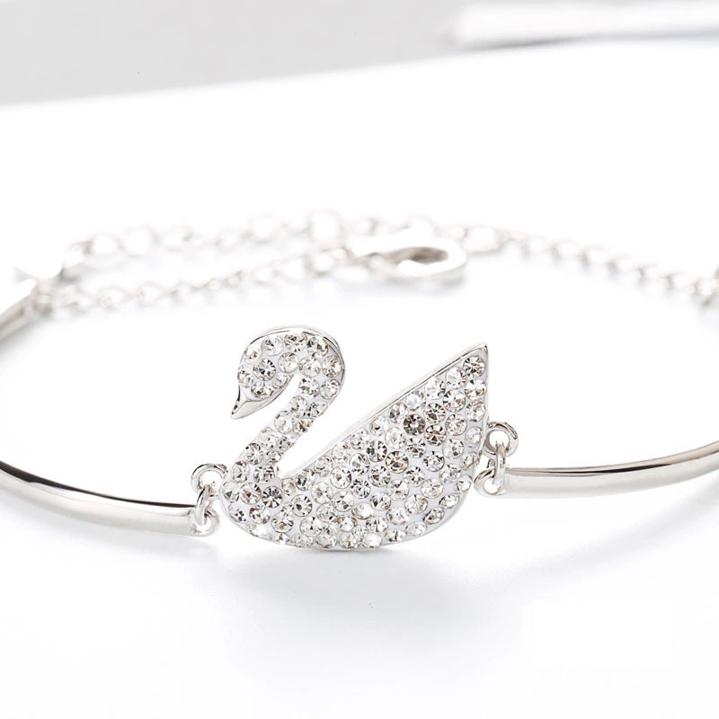 ♥TMALL88♥ Gelang Bracelets C5 Fashion Swan Cuff Bracelet with Zircon Women Animal Bird Jewelry