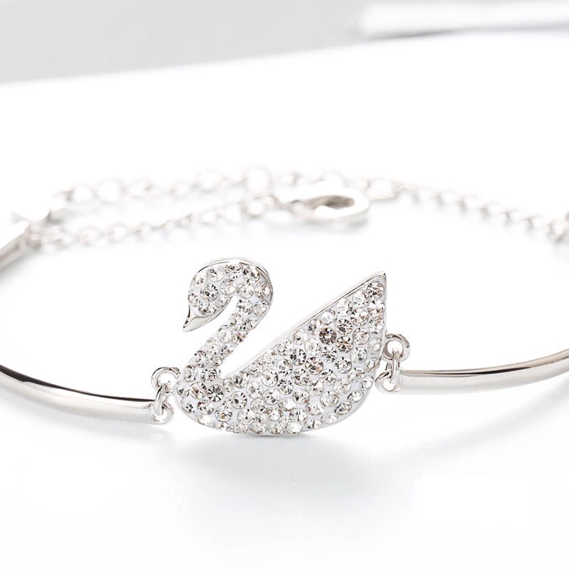 ♥TMALL88♥ Gelang Bracelets C5 Fashion Swan Cuff Bracelet with Zircon Women Animal Bird Jewelry