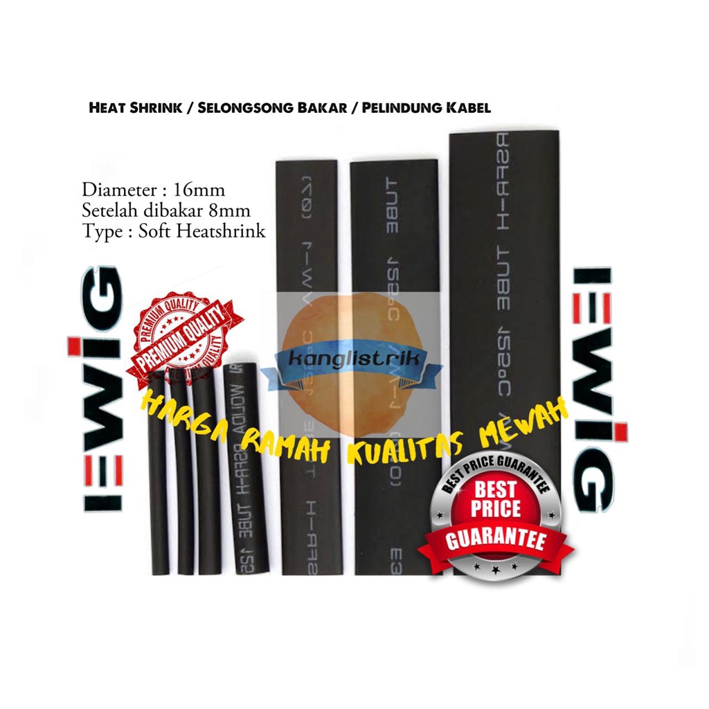SELONGSONG KABEL BAKAR 16mm HEATSHRINK TUBE 16mm ECERAN / METERAN