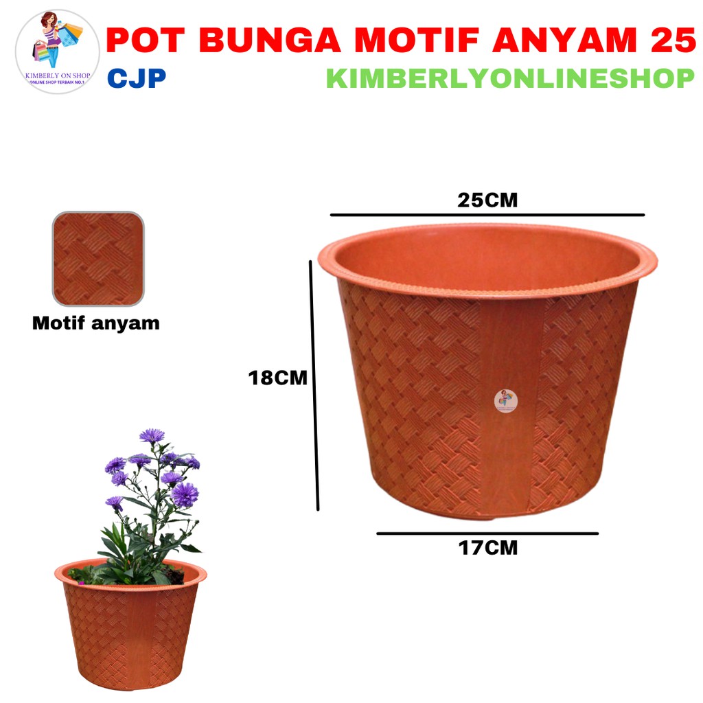 Pot Bunga Plastik Motif Anyam Khusus Gojek