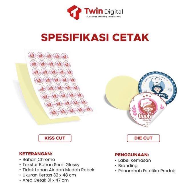 

Cetak Sticker Label Bulat Kemasan Makanan Produk Kemasan Chromo A3 twindig11 Ayo Order